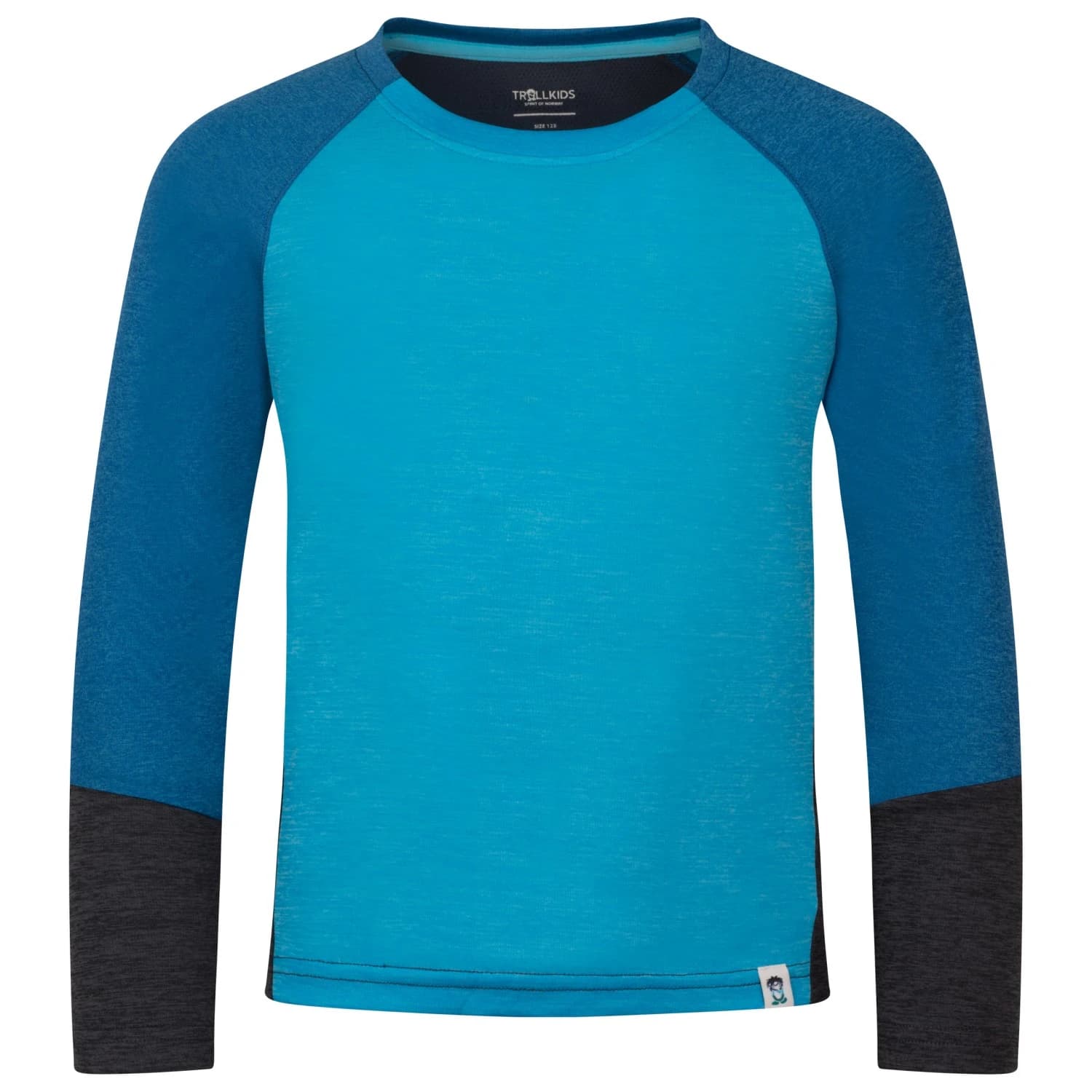 Детска спортна тениска Trollkids Kid's Seiland Longsleeve Sport shirt - Pool Blue / Alpine Blue / Black