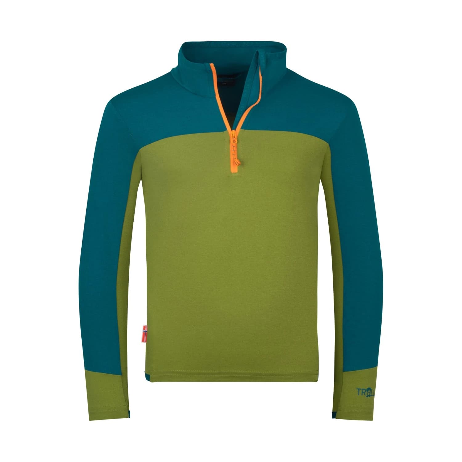 Детска спортна тениска Trollkids Kid's Steinkjer Shirt Sport shirt - Lagoon Green / Pear Green / Sahara Sunset