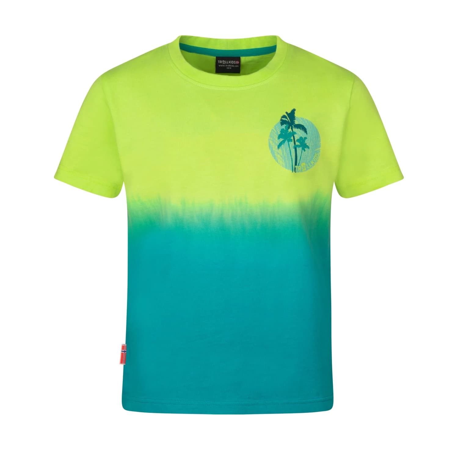Детска тениска Trollkids Kid's Yttersand Beach T T-shirt - Wild Lime / Sea Green