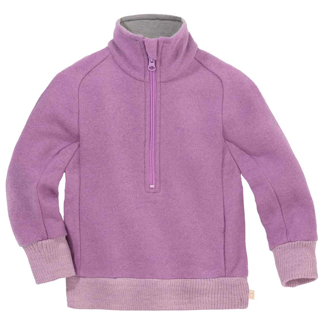 Детски вълнен пуловер disana Kid's Troyer Half-Zip Merino jumper - Flieder