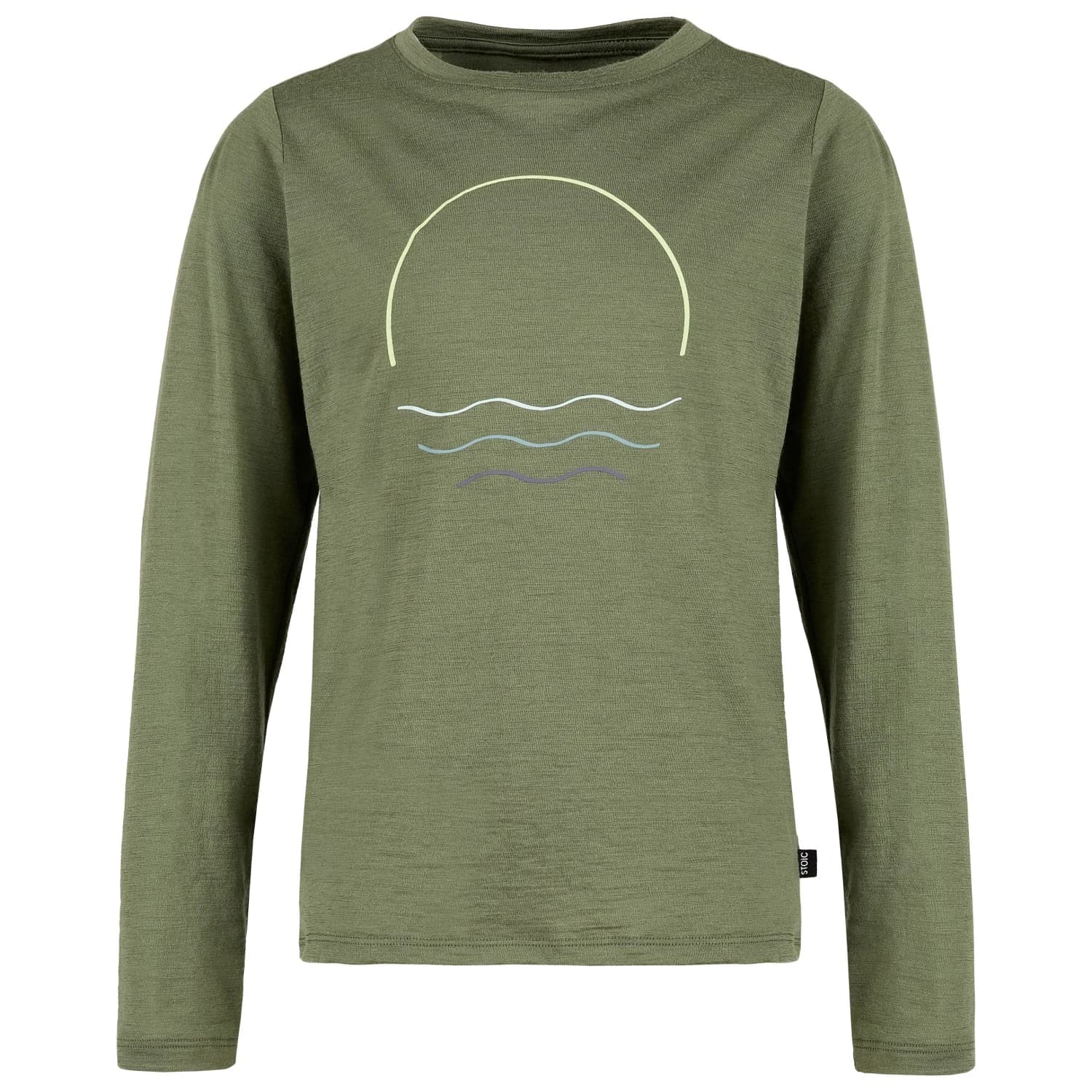Детска мериносова блуза Stoic Kid's Merino155 LaholmSt. Print L/S Merino shirt - Moss Green II