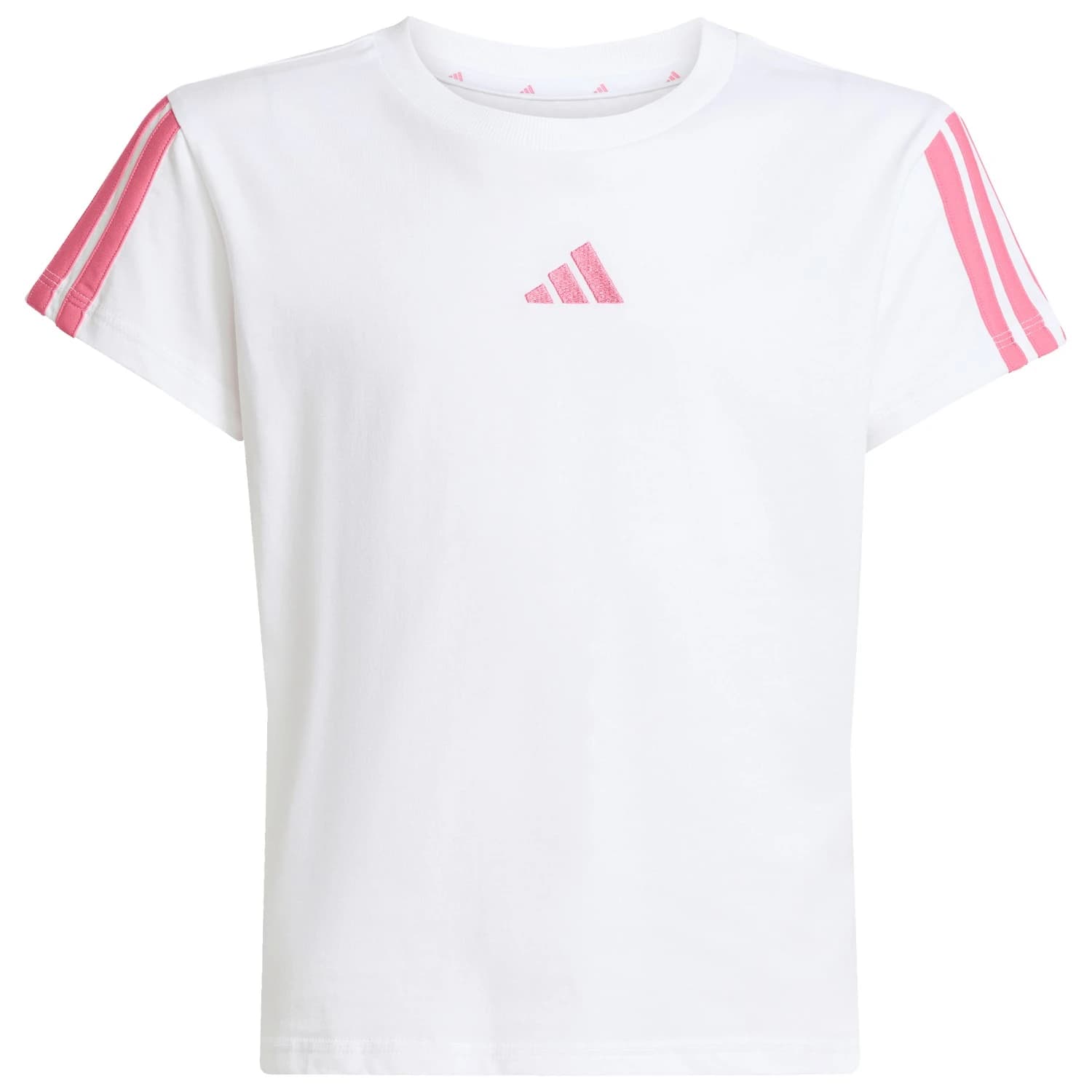 Тениска Adidas Girl's 3-Stripes Tee T-shirt - White / Pink Fusion