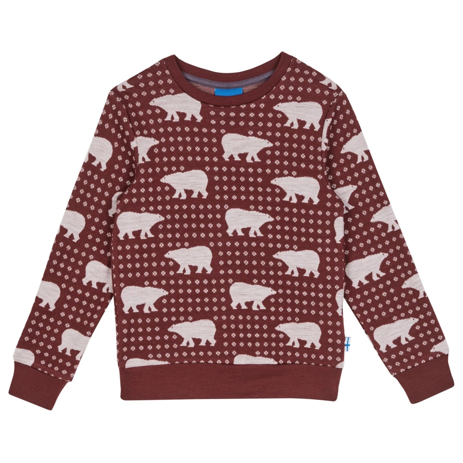 Детски вълнен пуловер Finkid Kid's Uniikki Nordik Wool jumper - Cranberry