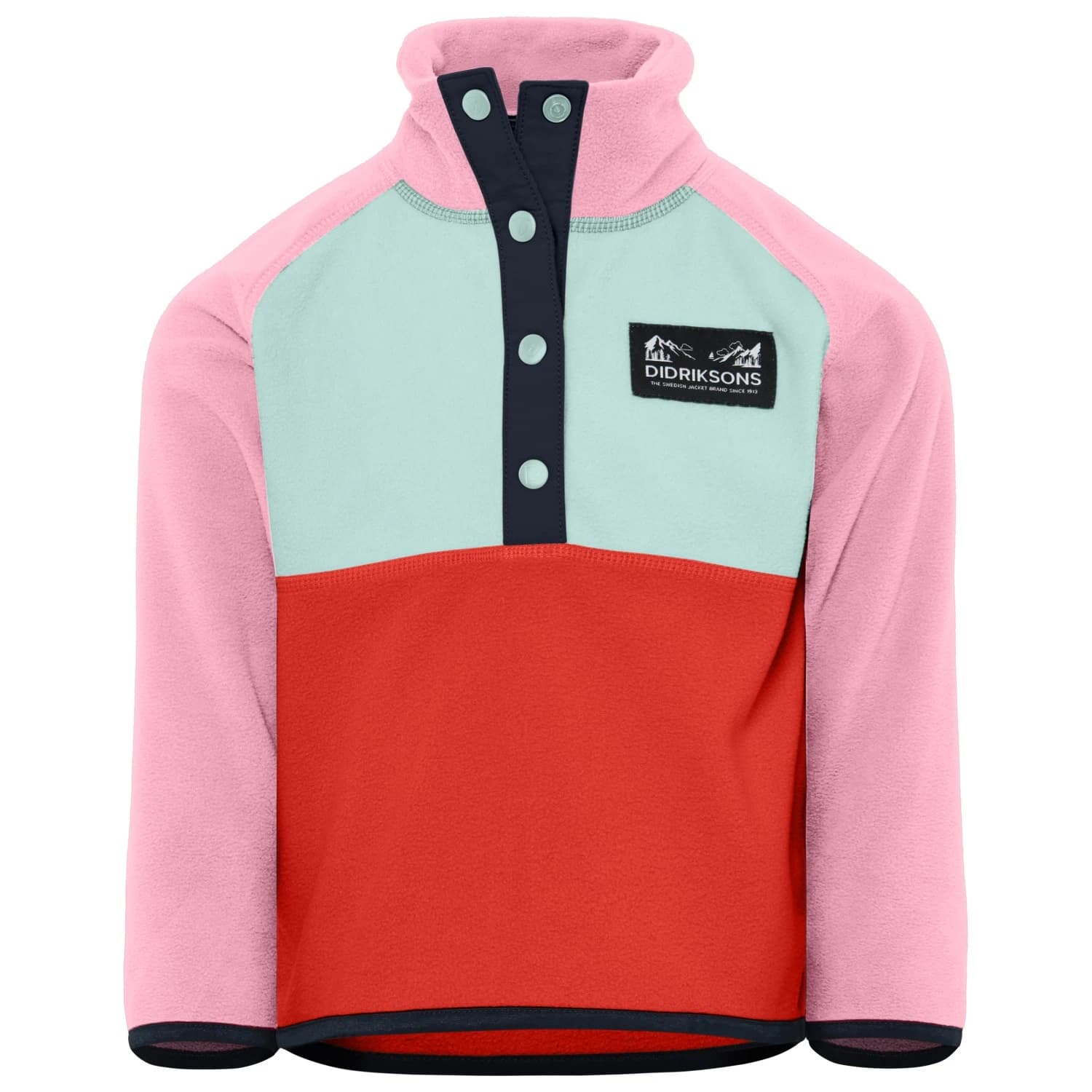 Детски поларен пуловер Didriksons Kid's Monte Half Buttoned 5 Fleece jumper - Light Heather Pink