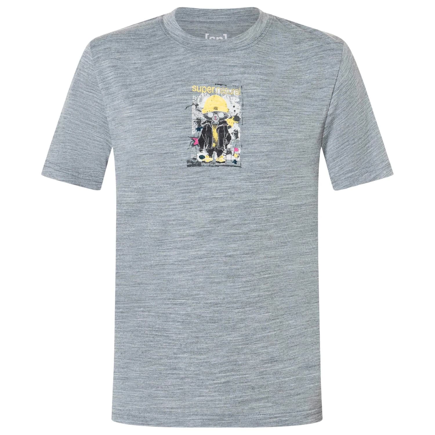Детска мериносова блуза super.natural Kid's Crazy Mouse Tee Merino shirt - Cashmere Grey Melange / Various
