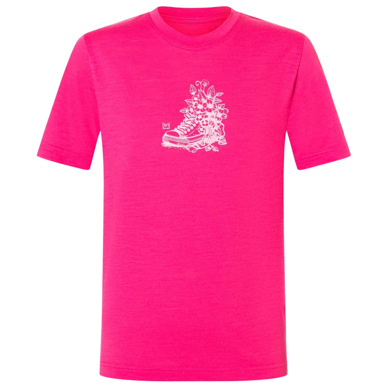 Детска мериносова блуза super.natural Kid's Flower Sneakers Tee Merino shirt - Pinky Rose / Pink Dogwood