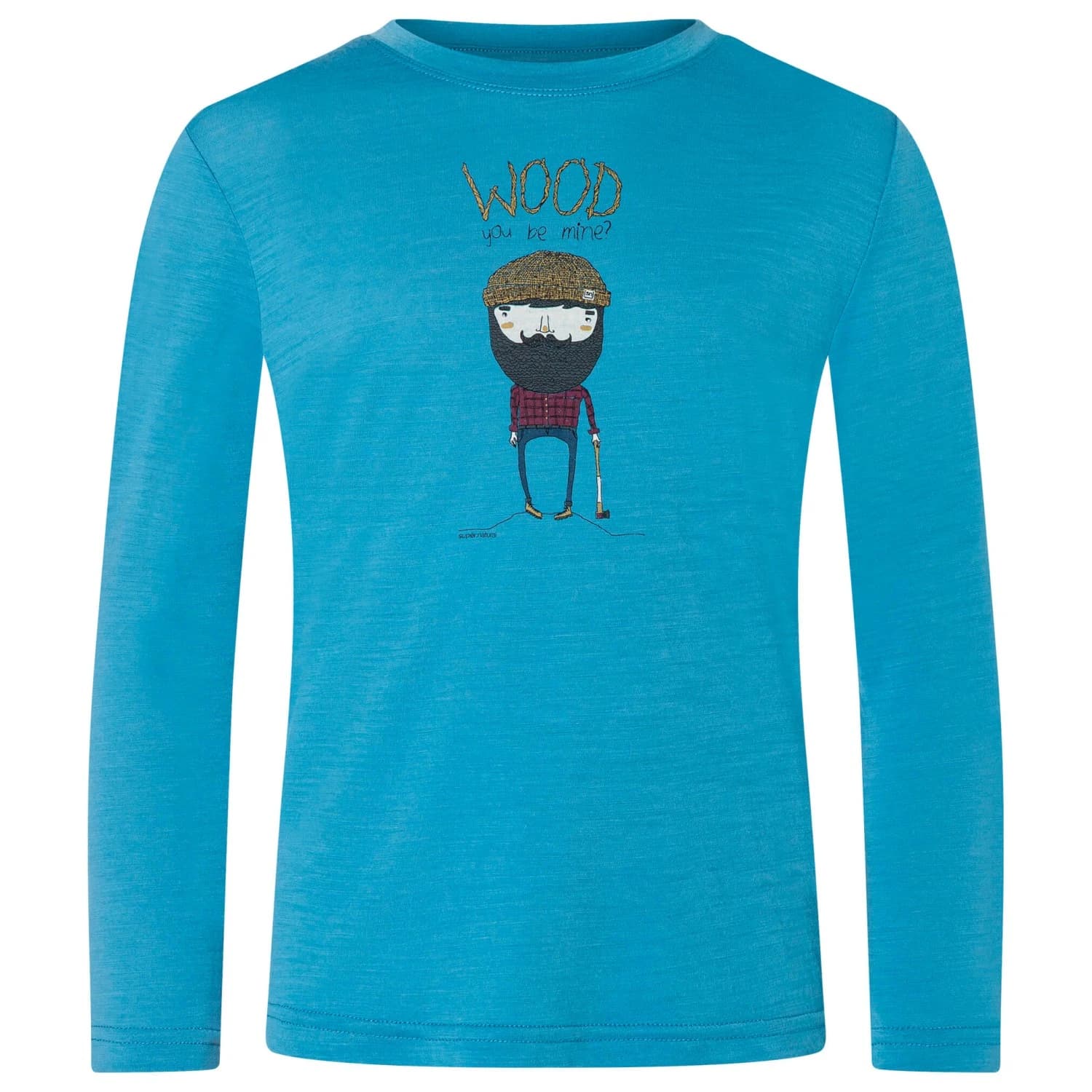 Детска мериносова блуза super.natural Kid's Wood Crafti L/S Merino shirt - Blue Heaven / Various