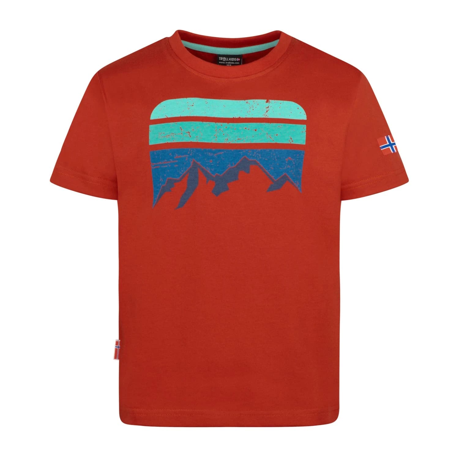 Детска тениска Trollkids Kid's Falketind T T-shirt - Red Clay