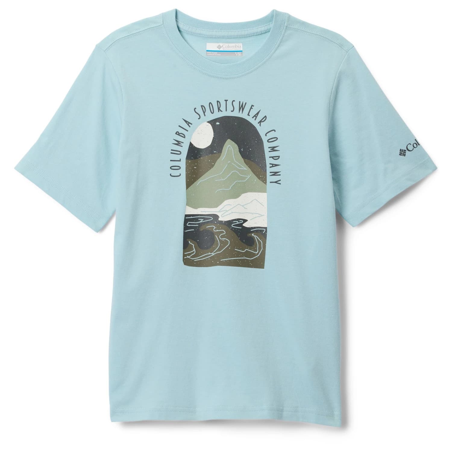 Детска тениска Columbia Kid's Valley Creek II S/S Graphic Shirt T-shirt - Marine Light / Cozy Coastline