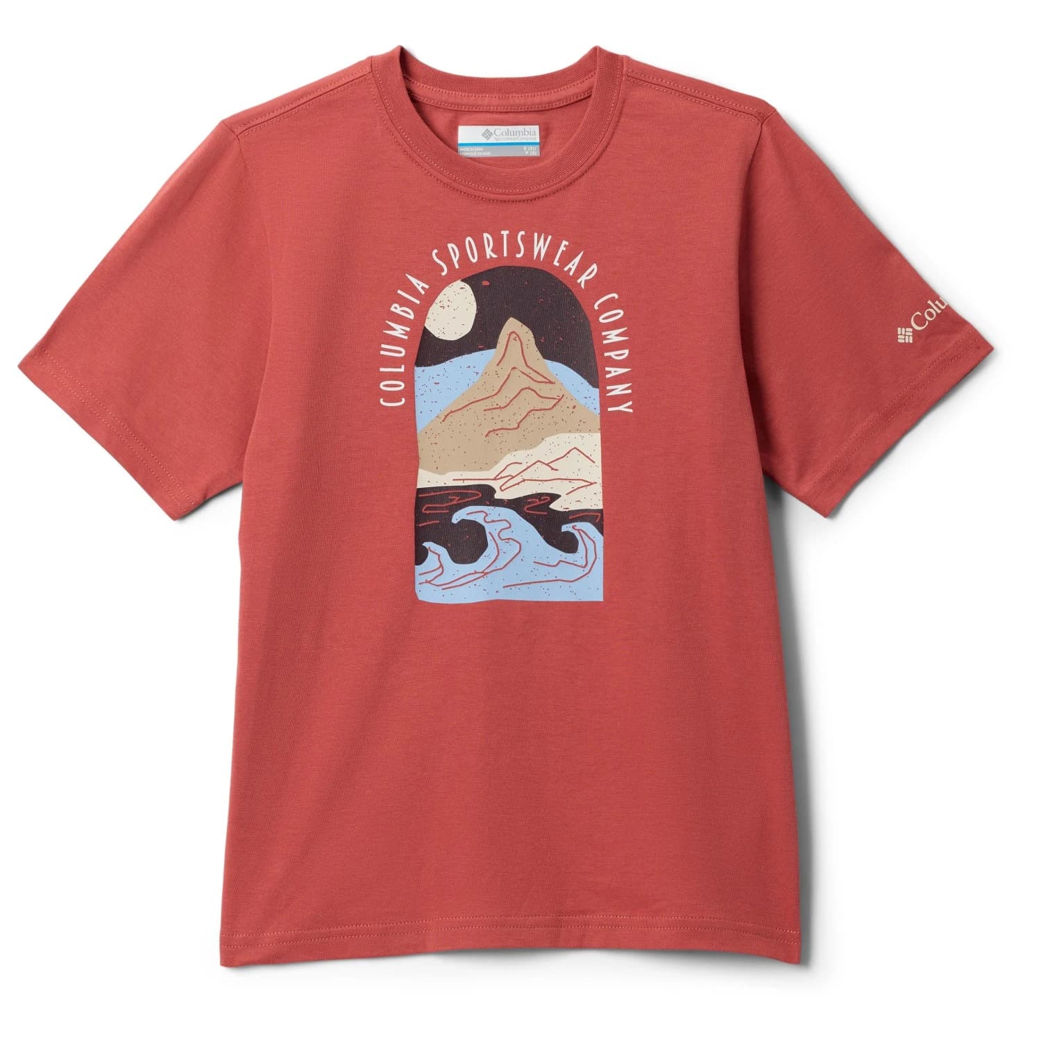 Детска тениска Columbia Kid's Valley Creek II S/S Graphic Shirt T-shirt - Washed Red / Cozy Coastline