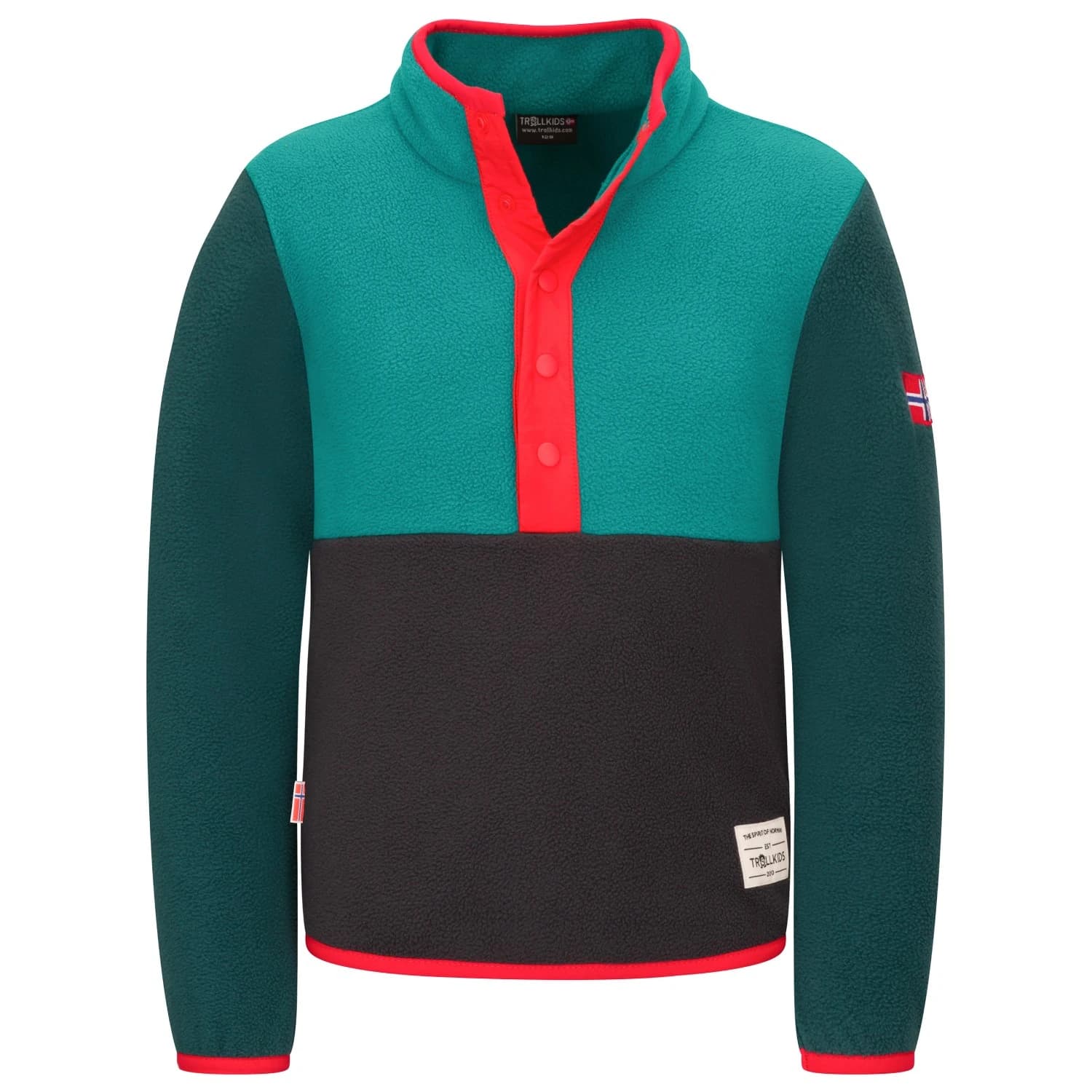 Детски поларен пуловер Trollkids Kid's Flekkefjord Half Zip Fleece jumper - Black / Dark Cyan
