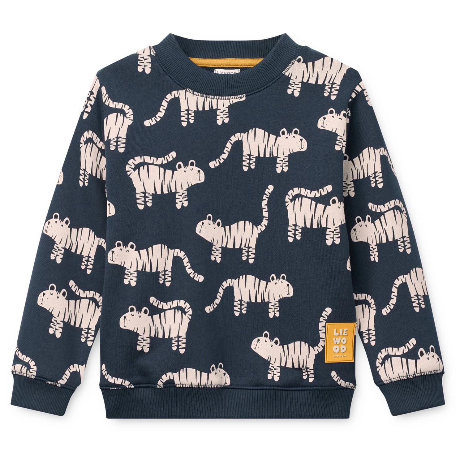 Детски пуловер LIEWOOD Kid's Ridley Printed Sweatshirt Jumper - Tiger / Classic Navy