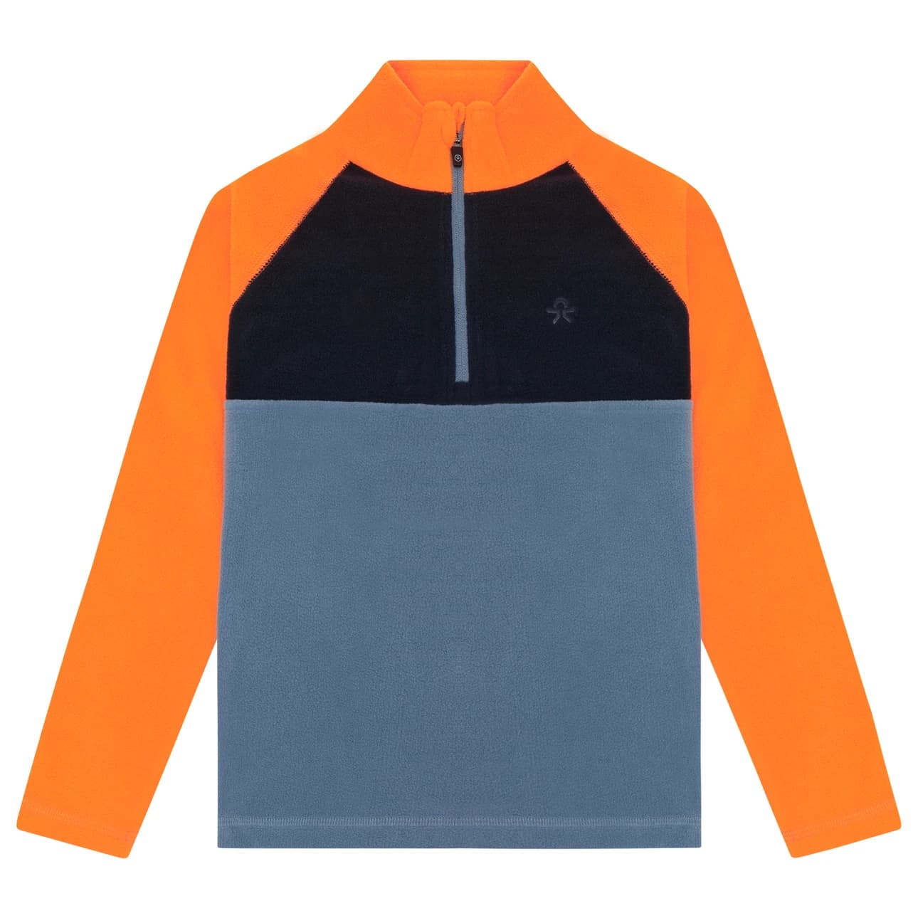 Детски поларен пуловер Color Kids Kid's Fleece Pulli Colorblock Fleece jumper - Flame Orange