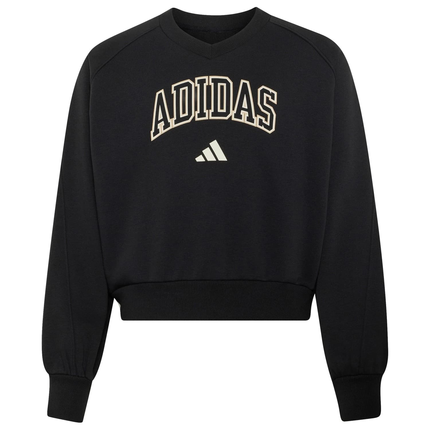 Пуловер adidas Girl's Seasonals Collegiate Typography V-Neck Jumper - Black / Off White