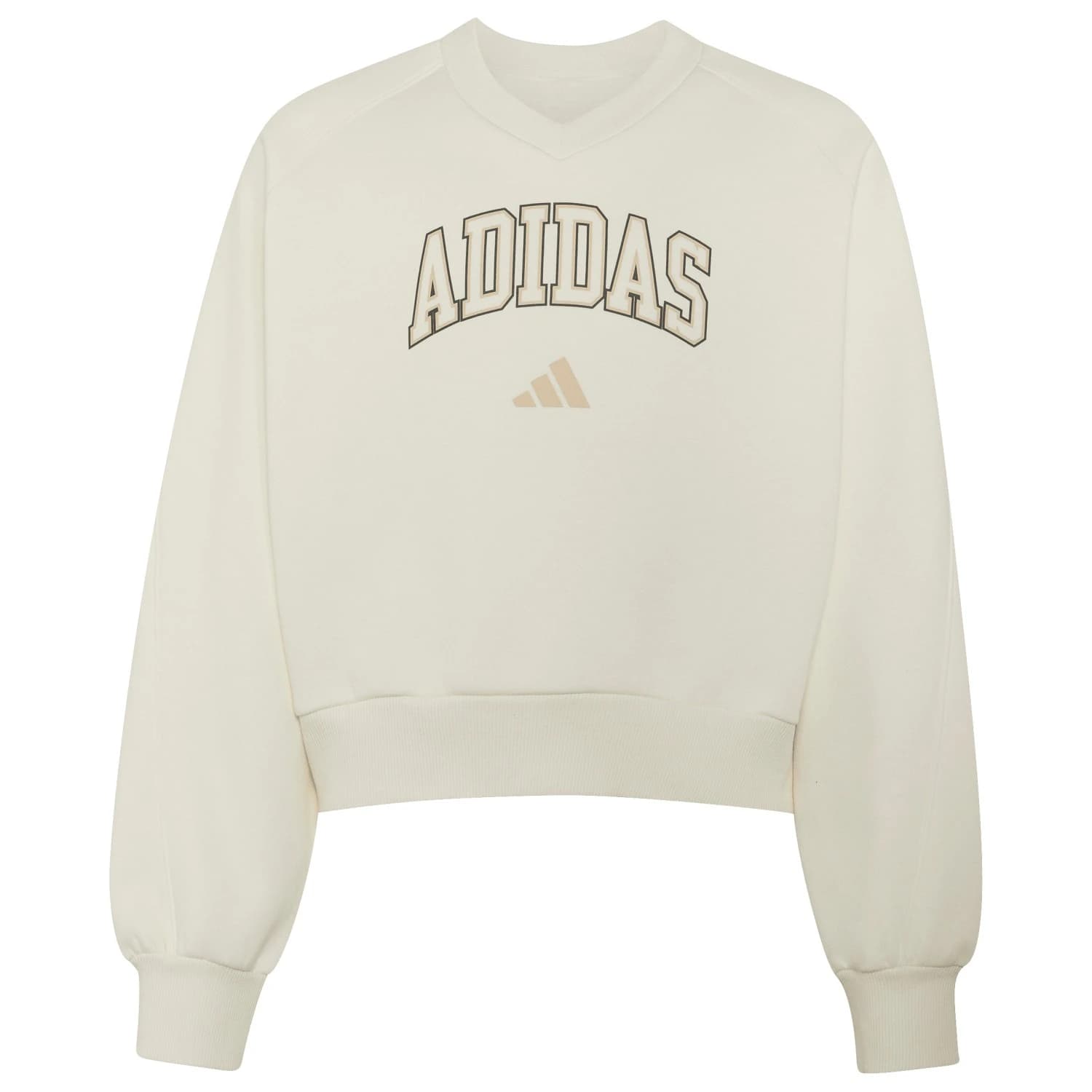 Пуловер adidas Girl's Seasonals Collegiate Typography V-Neck Jumper - Off White / Crystal Linen