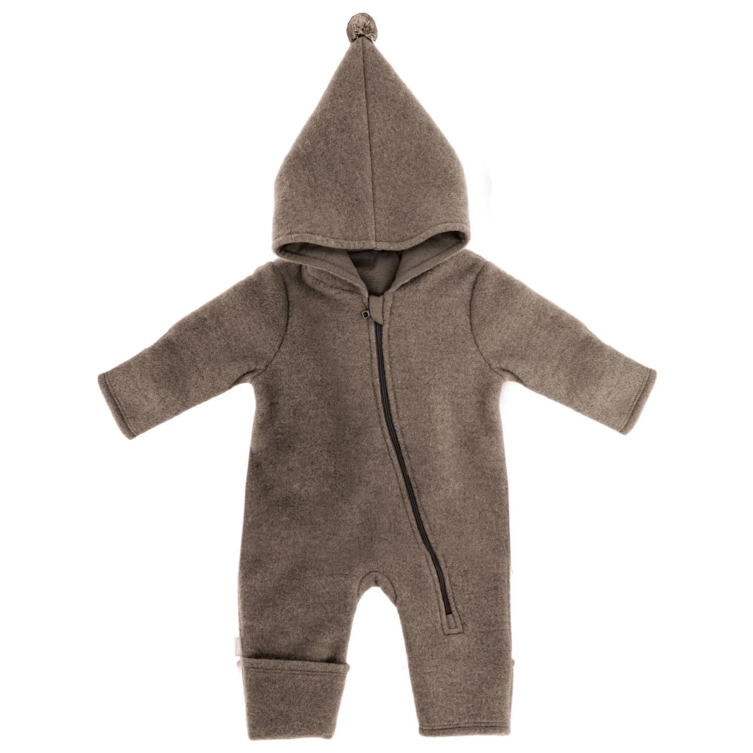 Цял костюм maximo Baby's Jersey Fleece Overall m. Kapuze u. Pompon Overall - Brown Melange