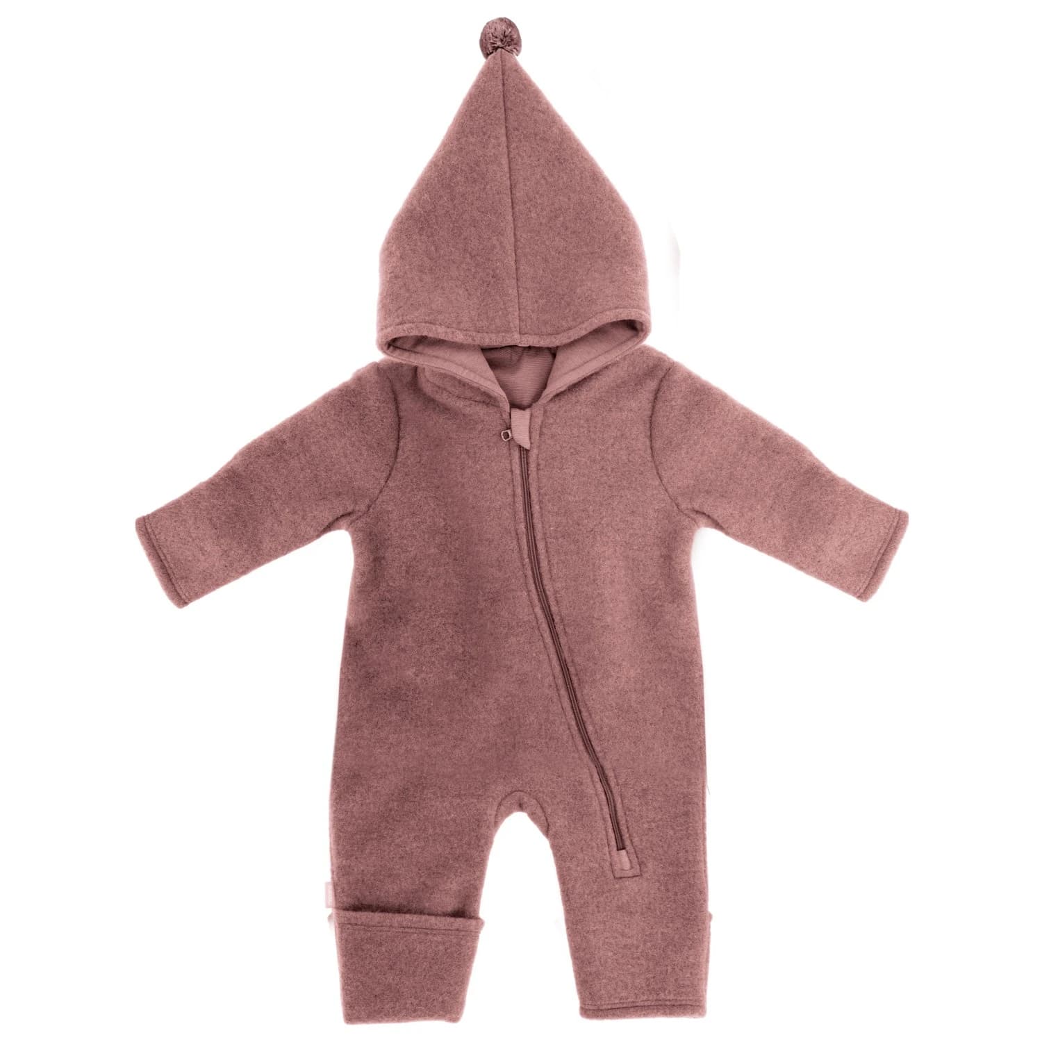 Цял костюм maximo Baby's Jersey Fleece Overall m. Kapuze u. Pompon Overall - Heather Rose Melange