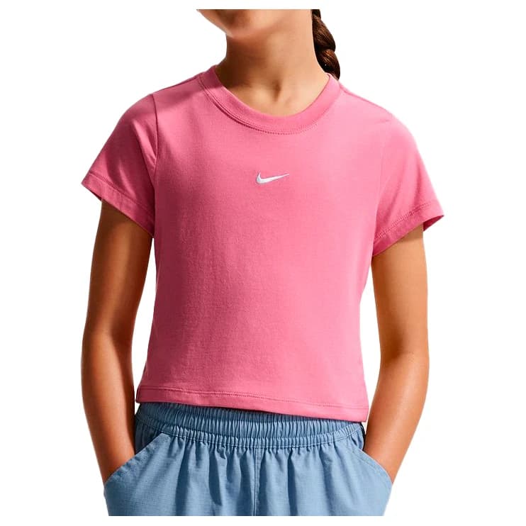 Детска тениска Nike Girl's Sportswear Big Kids Cropped T-Shirt - Peony