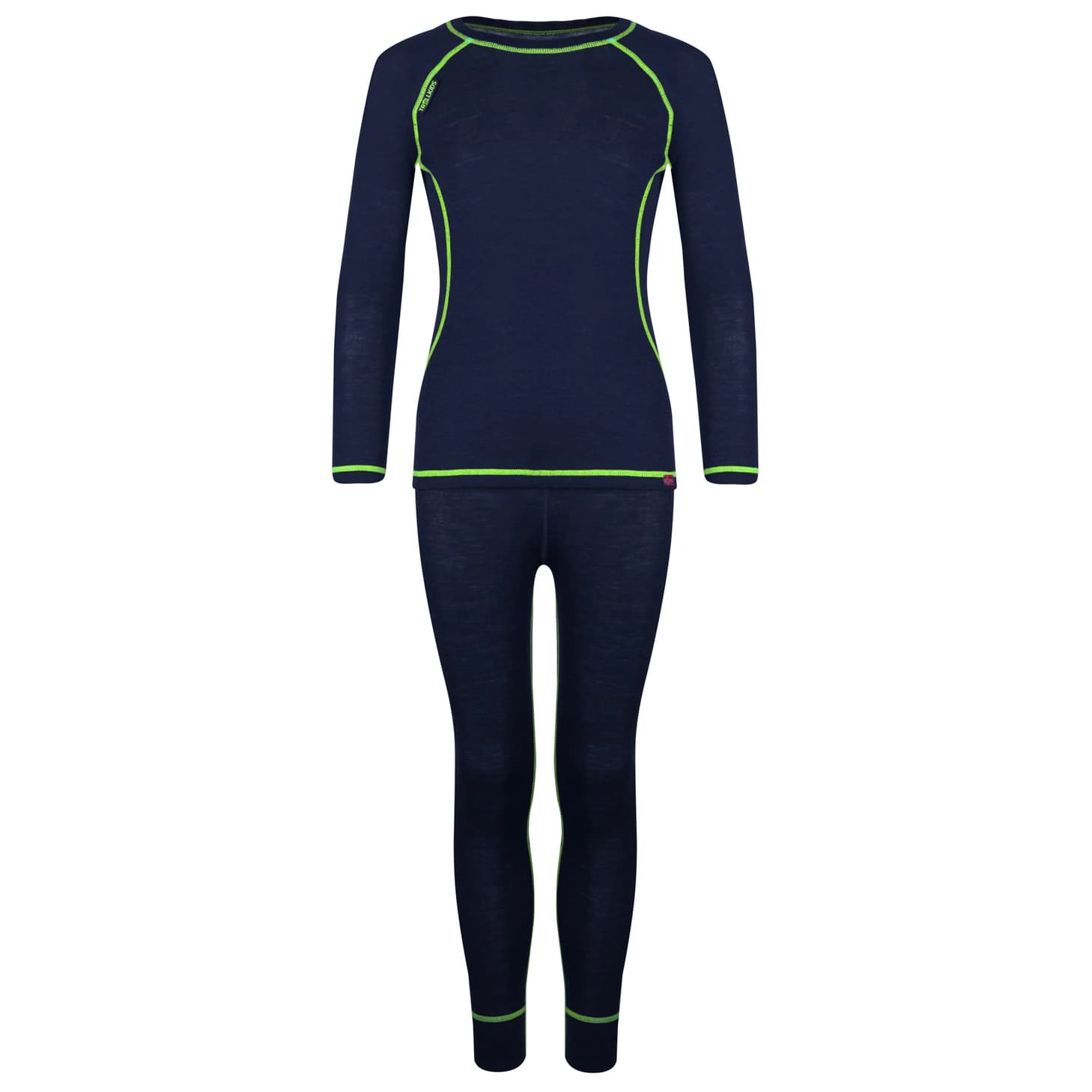 Детско мериносово термобельо Trollkids Kid's Merino Baselayer Set Merino base layer - Navy / Viper Green