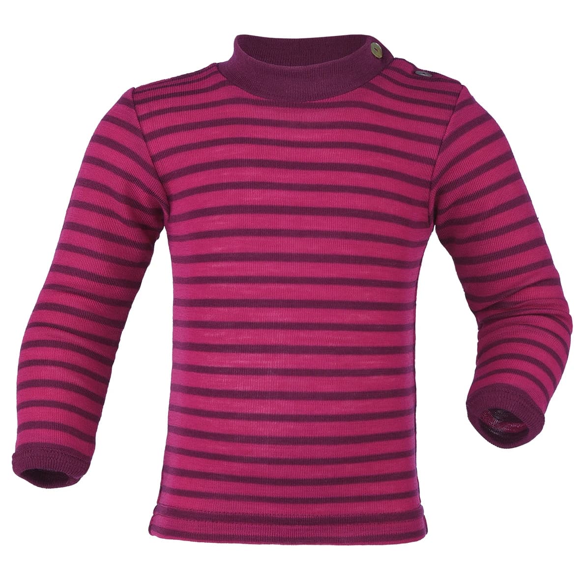 Вълнен пуловер Engel Baby L/S Striped Shirt Merino base layer - Himbeere / Orchidee
