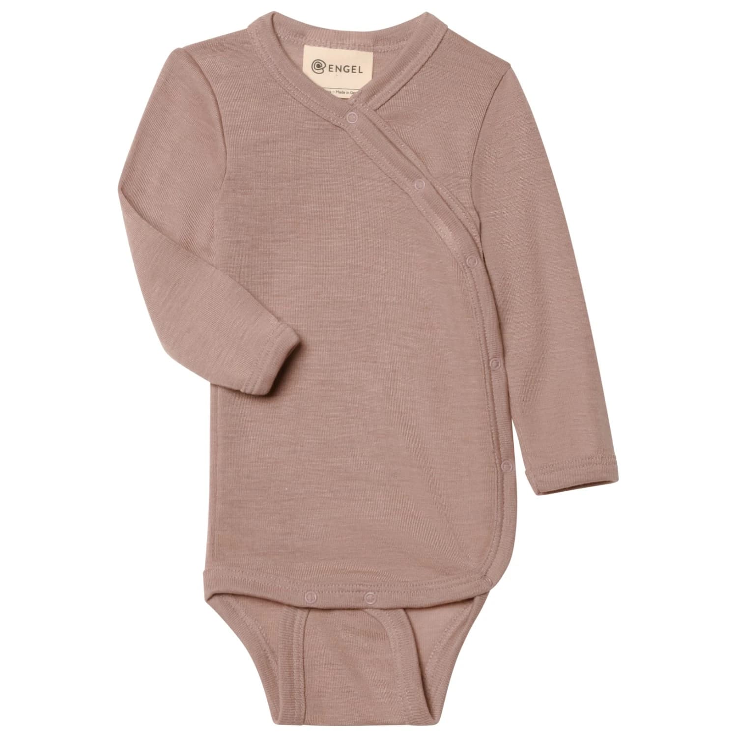 Детско мериносово термобельо Engel Kids' Wraparound Bodysuit L/S Merino base layer - Dustyrose