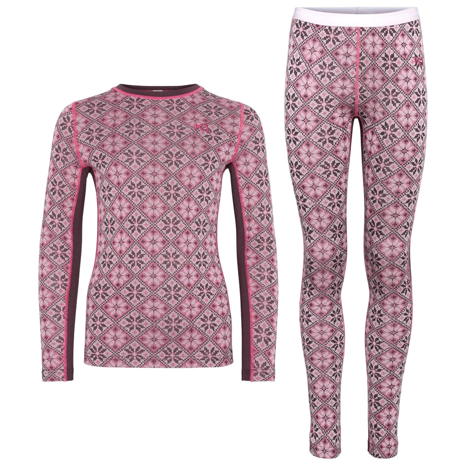 Детско мериносово термобельо Kari Traa Kid's Hennie Set Merino base layer - Cocoa Powder