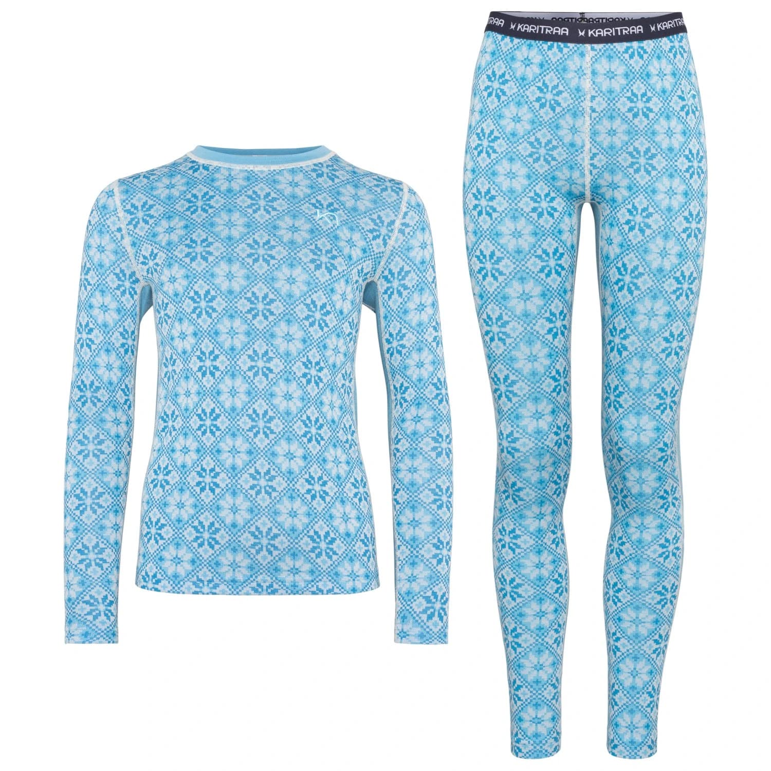 Детско мериносово термобельо Kari Traa Kid's Hennie Set Merino base layer - Ocean
