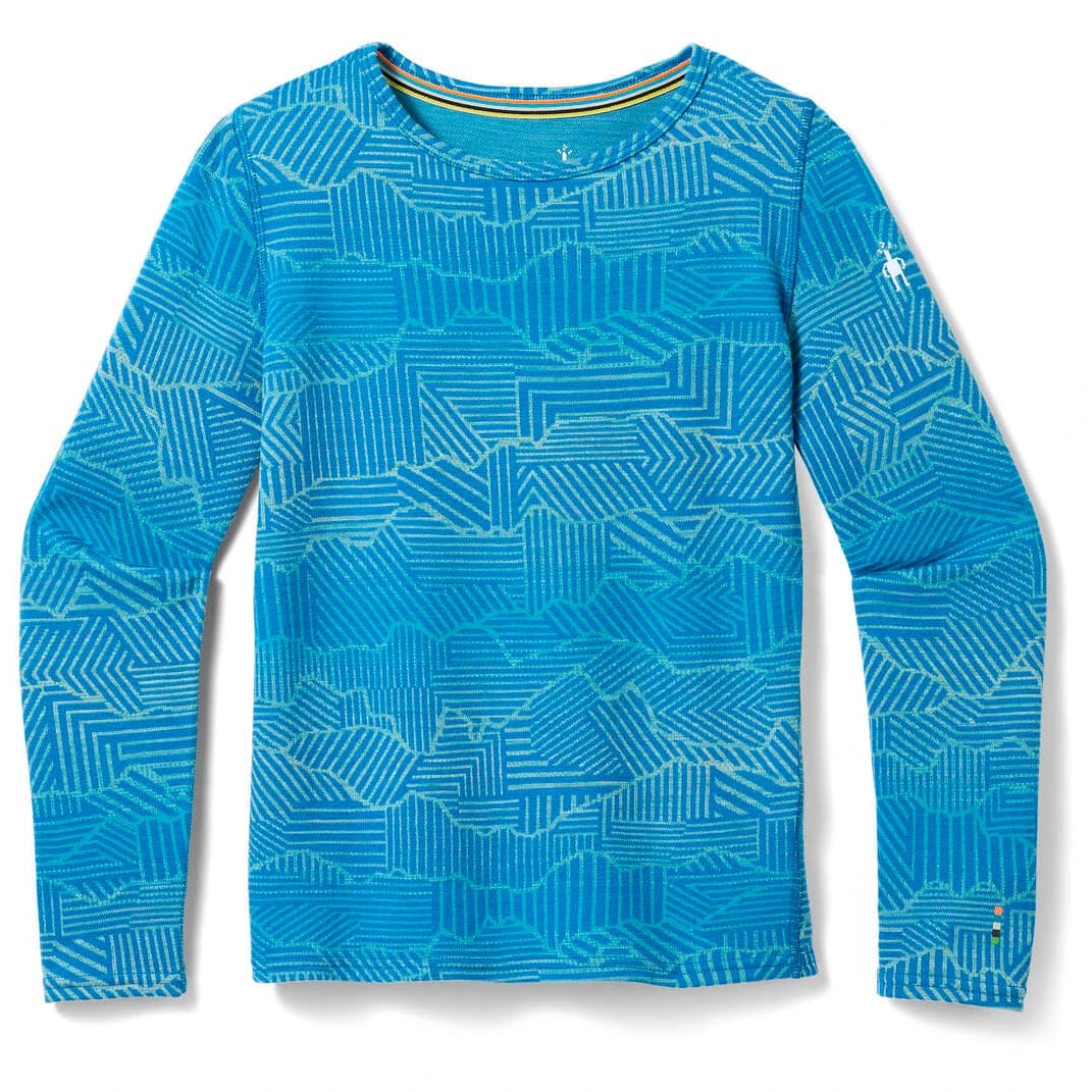 Детско мериносово термобельо Smartwool Kid's Classic Thermal Merino BL Crew Boxed Merino base layer - Indigo Linear Peaks