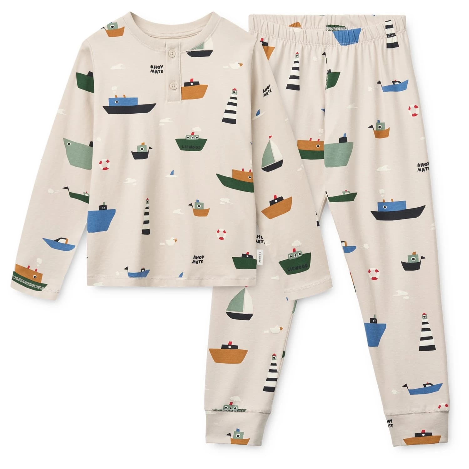 Детско ежедневно термо бельо LIEWOOD Kid's Wilhelm Printed Pyjamas Set Pyjamas - Sailing / Sandy