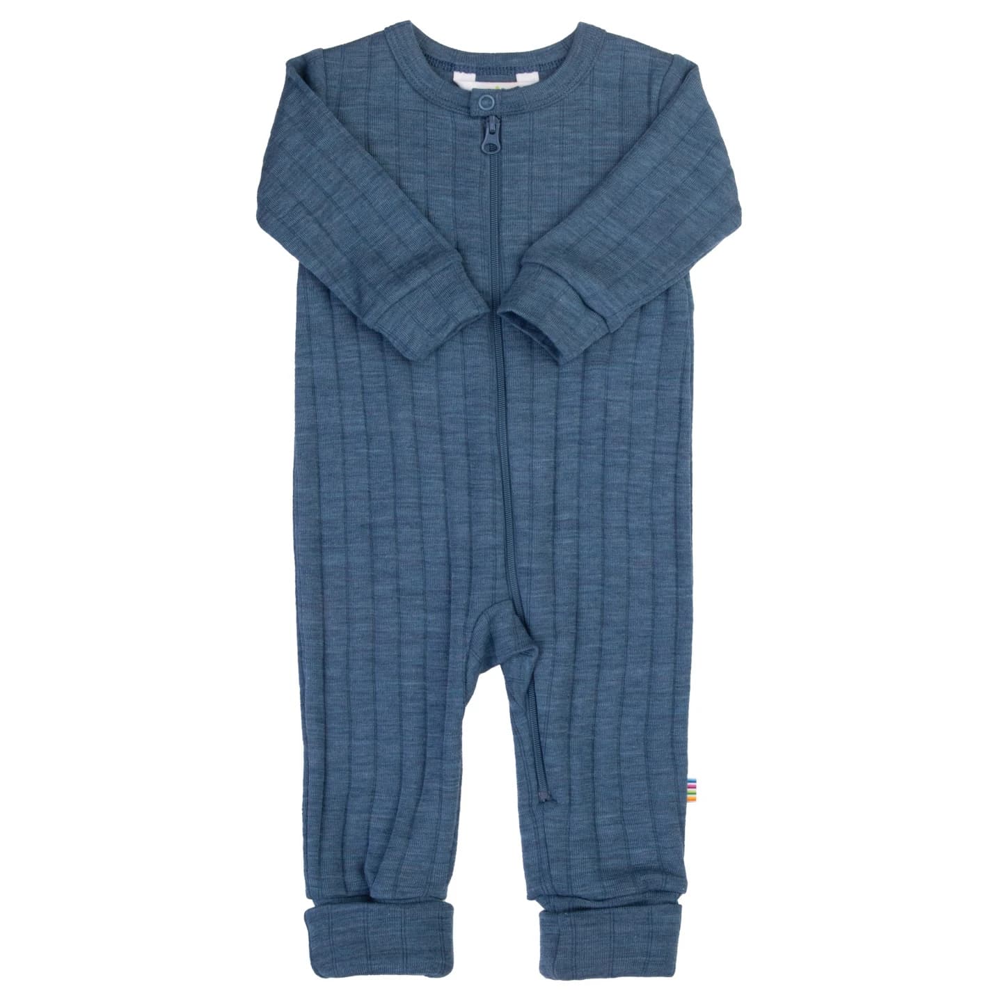 Детско мериносово термобельо Joha Kid's Jumpsuit 2 in 1 Foot Merino base layer - Blue Melange
