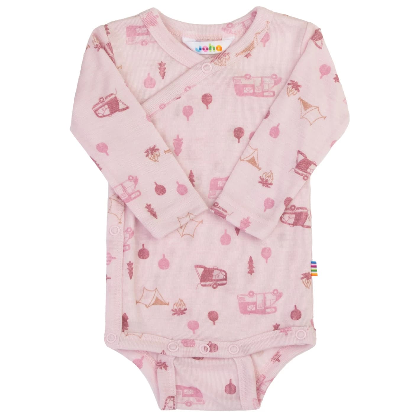 Детско мериносово термобельо Joha Kid's Wrap Around Body AOP Merino base layer - Light Pink