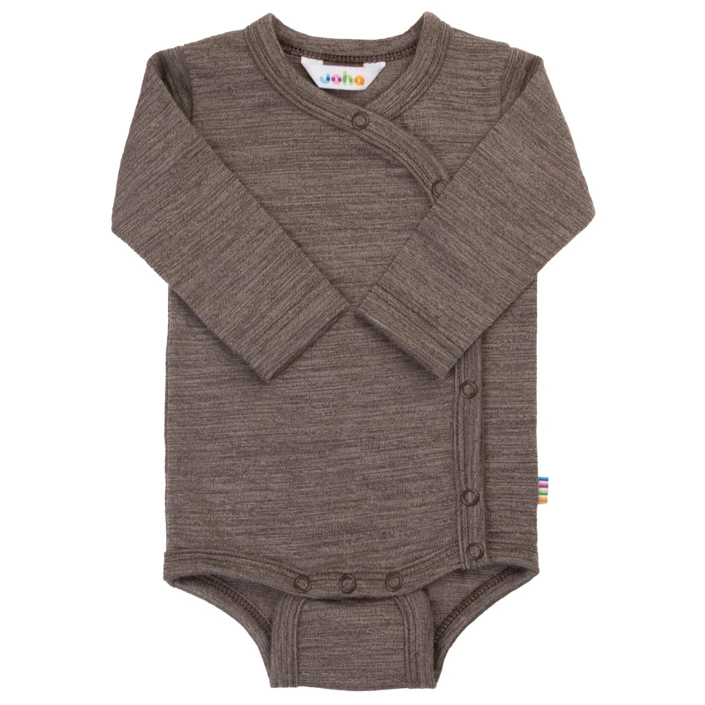 Детско мериносово термобельо Joha Kid's Body With Side Closing Merino base layer - Dark Brown
