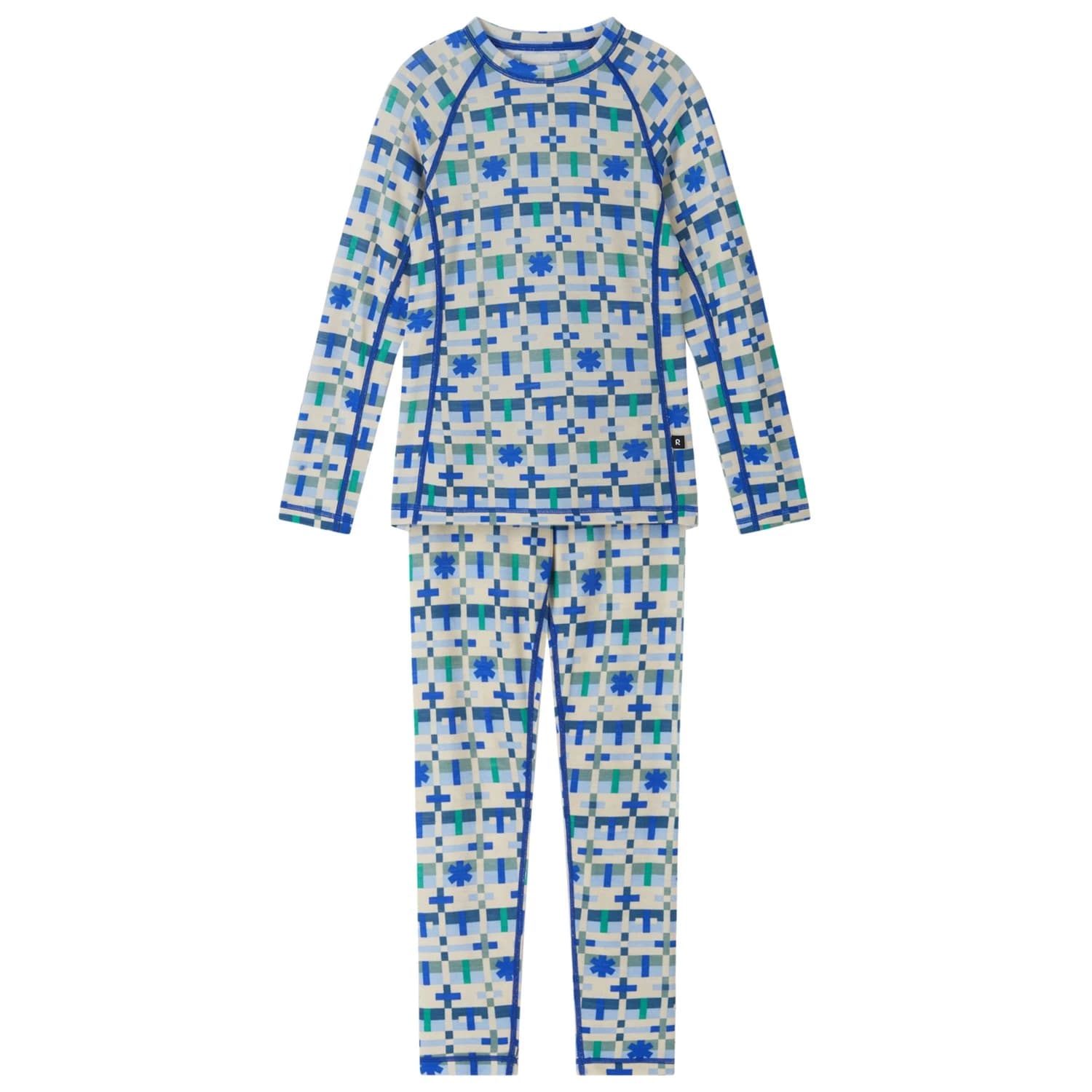 Детско мериносово термобельо Reima Kid's Wool Base Layer Set Taitoa Print Merino base layer - Birch Beige
