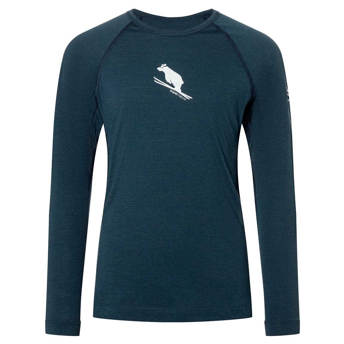 Детско мериносово термобельо super.natural Kid's Flear175 L/S Merino base layer - Blueberry / Natural White