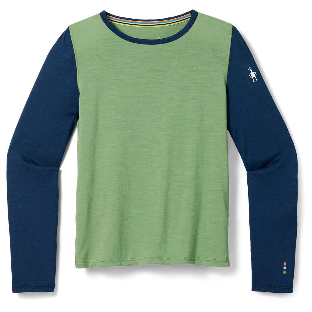 Детско мериносово термобельо Smartwool Kid's Classic Merino Blend Base Layer Crew Boxed Merino base layer - Green Tea