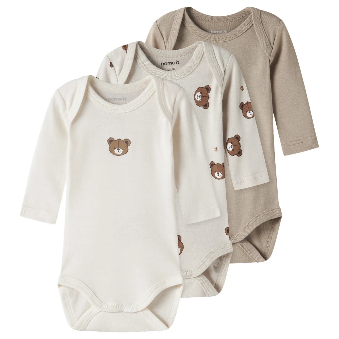 Детско синтетично термобельо Name it Kid's Body L/S Pumice Bear 3-Pack Everyday base layer - Pumice Stone / Jet Stream / Weathered Teak