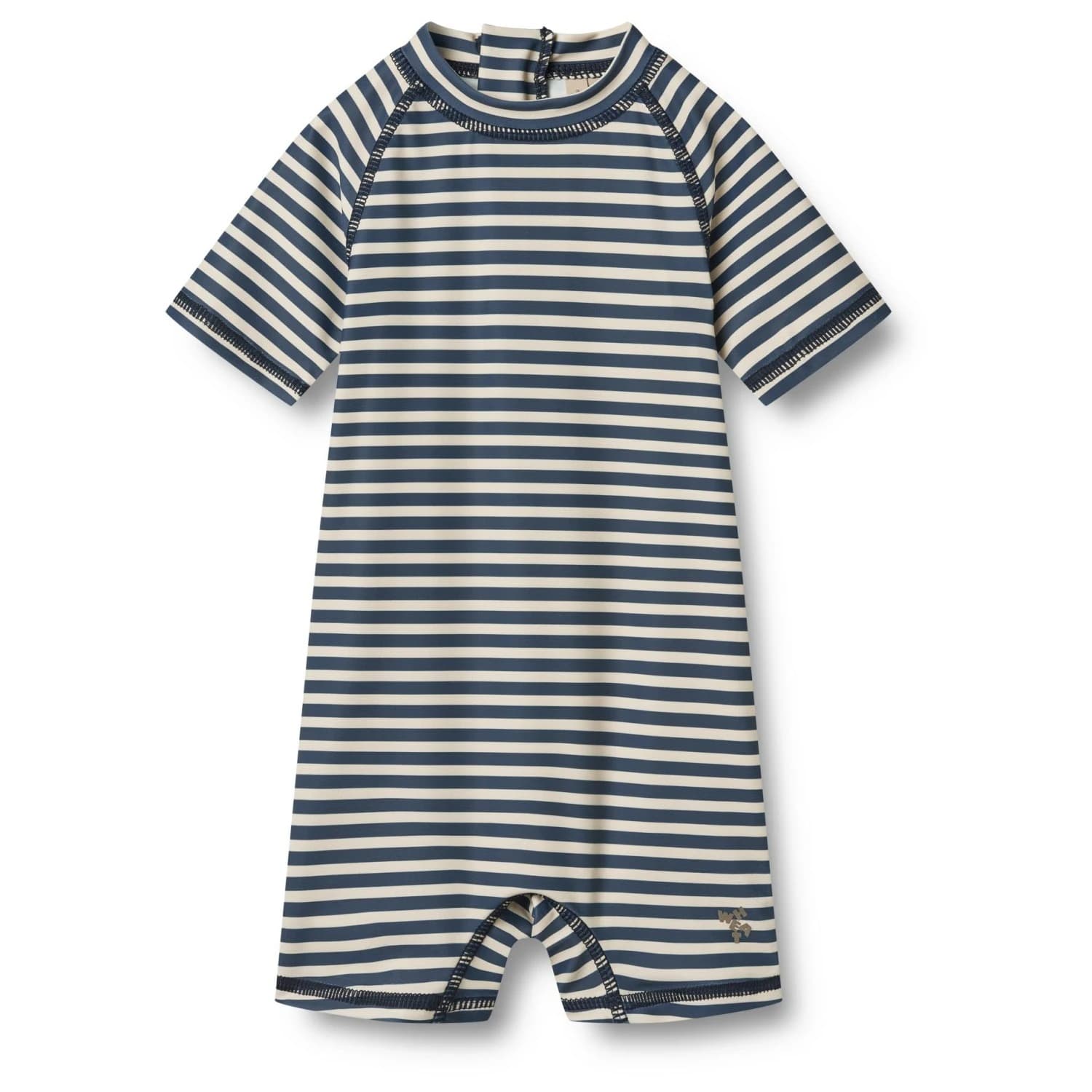 Детски цял бански от ликра (UV защита) Wheat Kid's Swimsuit S/S Cas Lycra - Blue Stripe