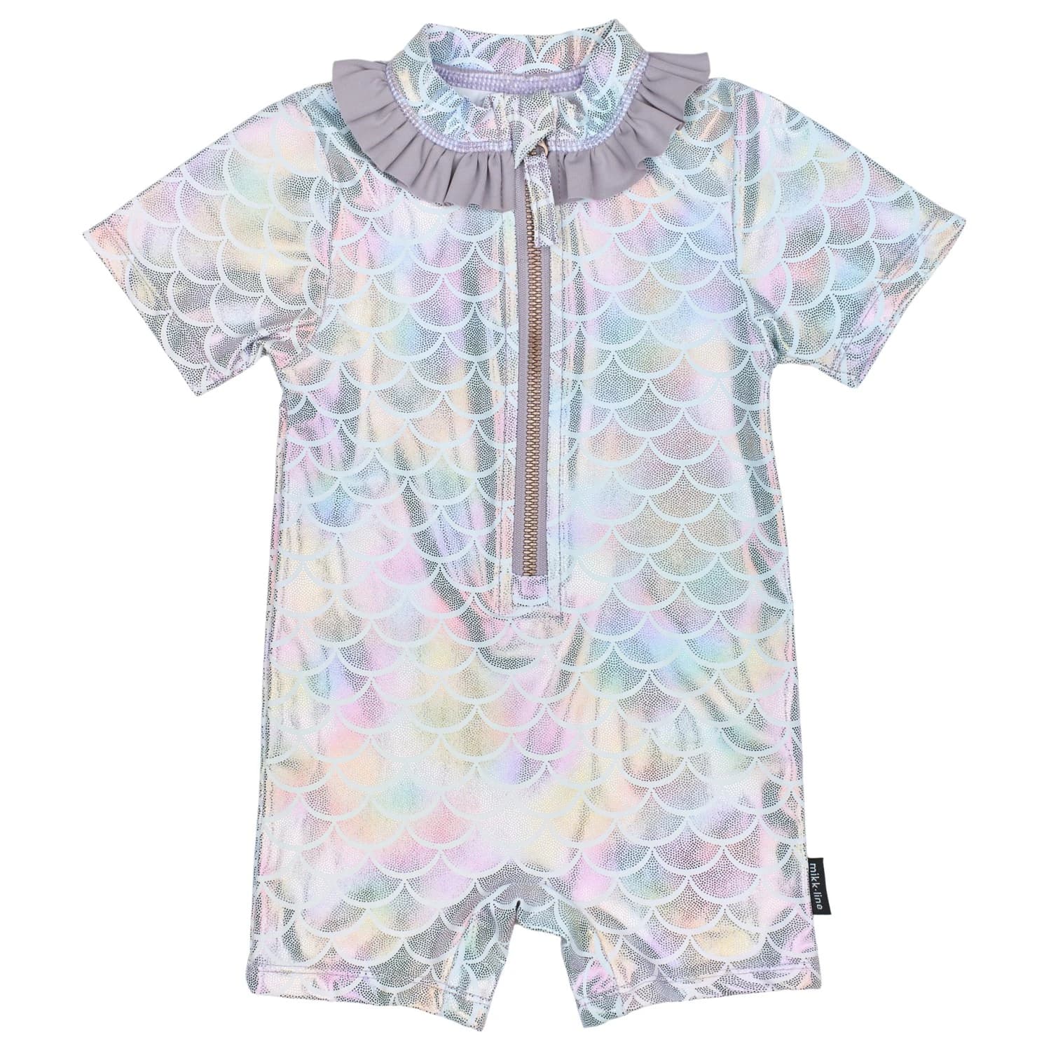 Детски цял бански от ликра (UV защита) Mikk-line Kid's UV Suit Frill Recycled AOP Lycra - Lavender Aura