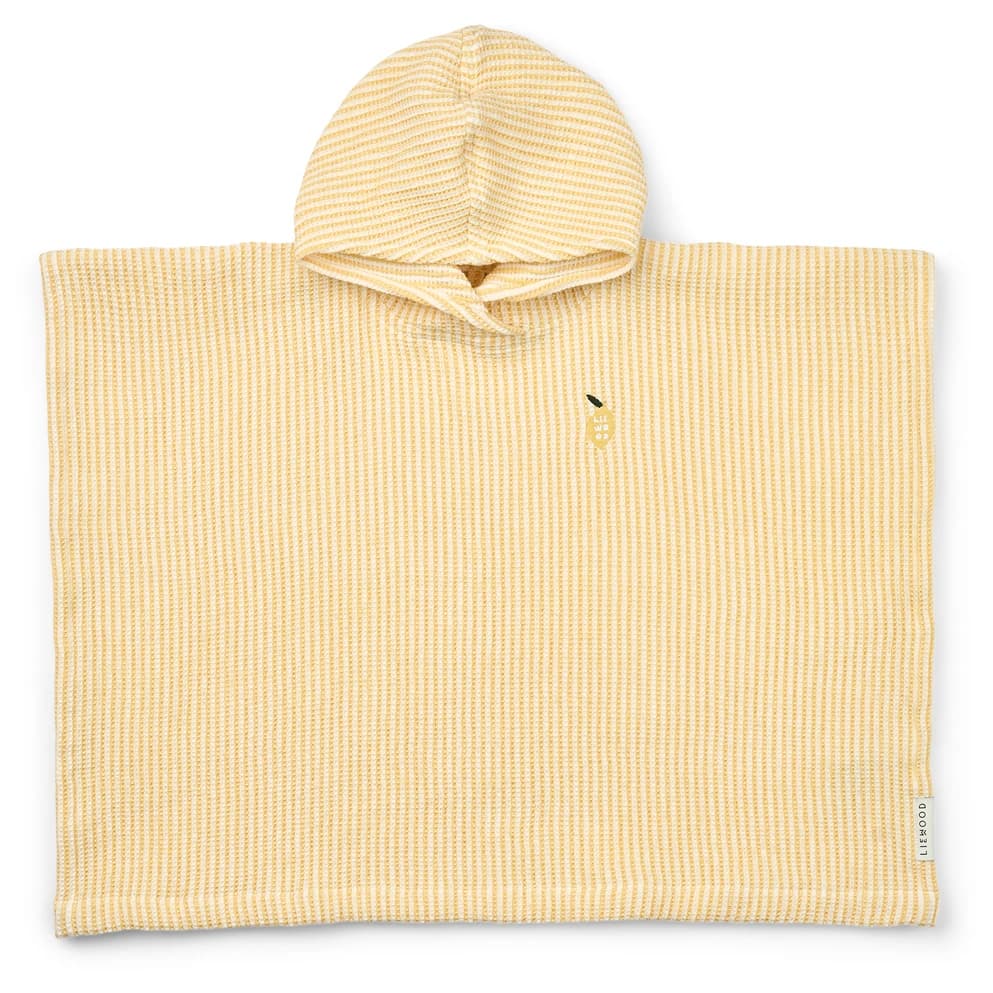 Детско пончо за сърф LIEWOOD Kid's Paco Poncho Embroidery Surf poncho - Lemon Yellow / Creme de la Creme