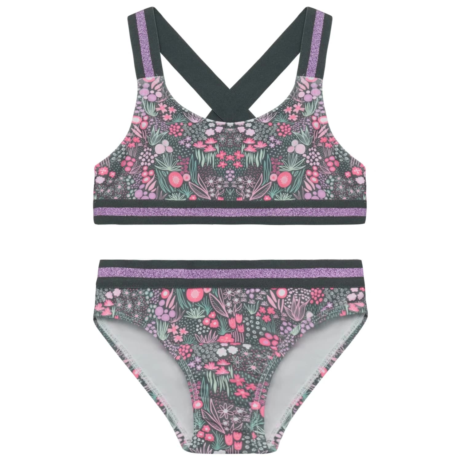 Детски комплект бикини Color Kids Kid's Bikini with Contrast Straps AOP Bikini - Turbulence
