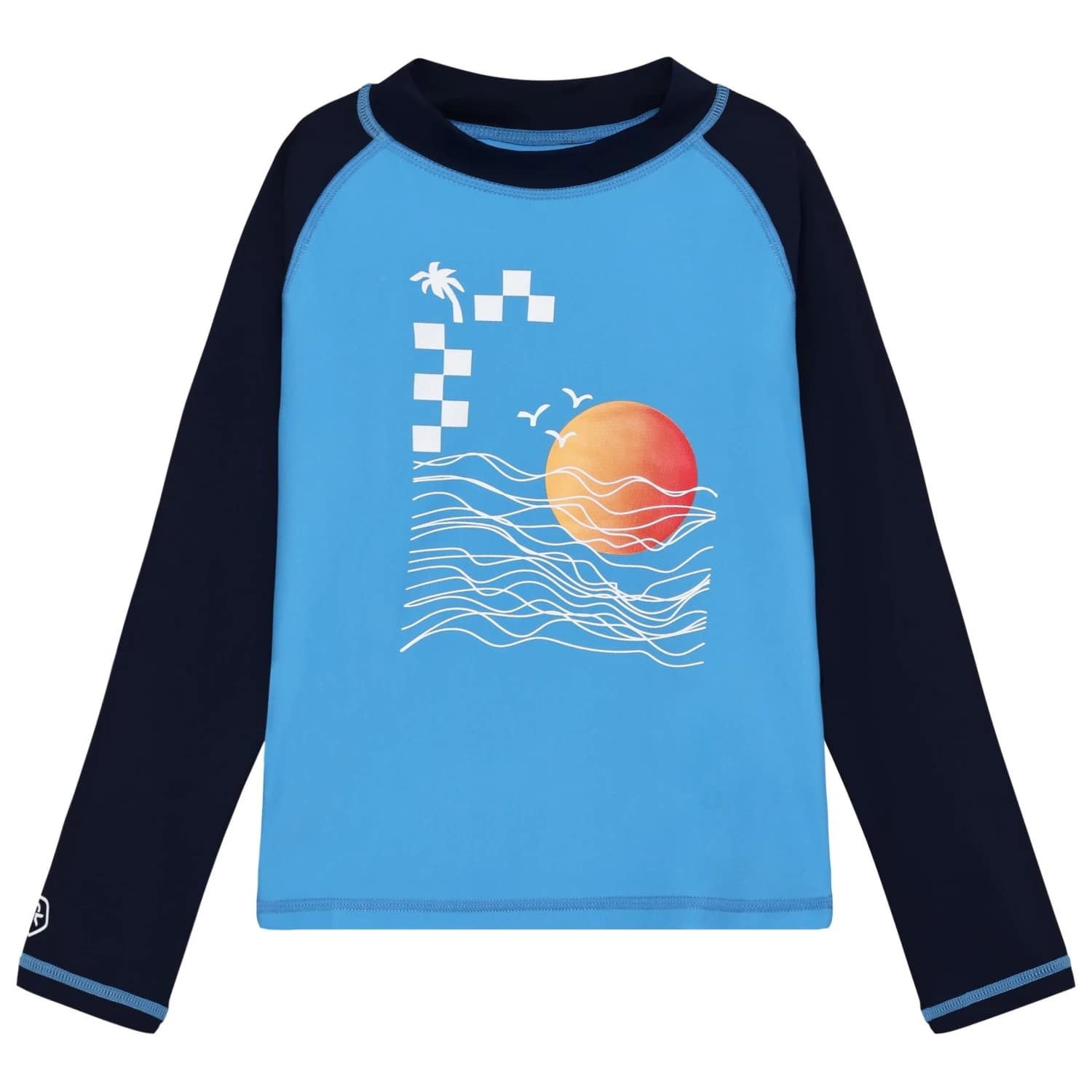 Детска плажна тениска от ликра Color Kids Kid's T-Shirt L/S with Chest Print Lycra - Azure Blue