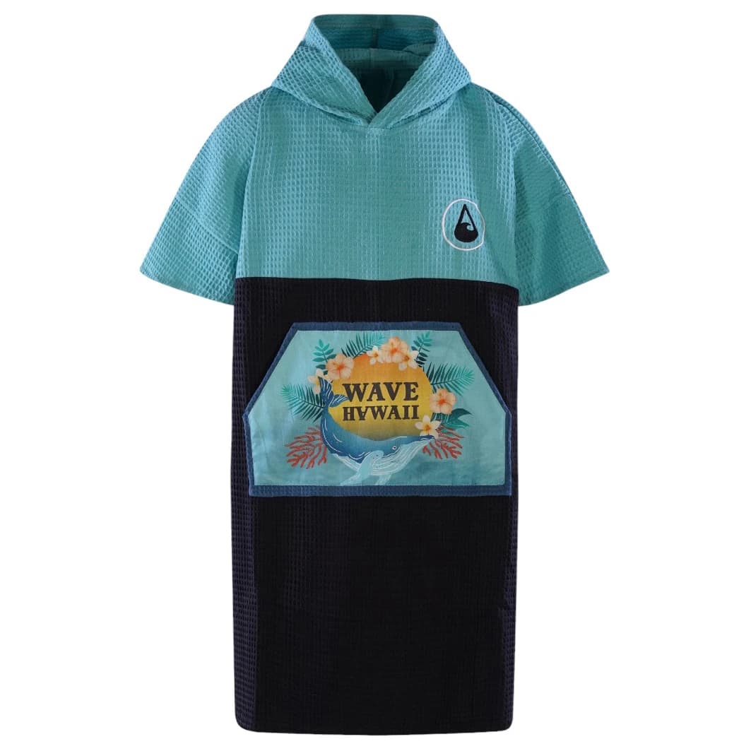 Детско пончо за сърф Wave hawaii Kid's Travel Poncho Pahoa Surf poncho - Grau / Blau