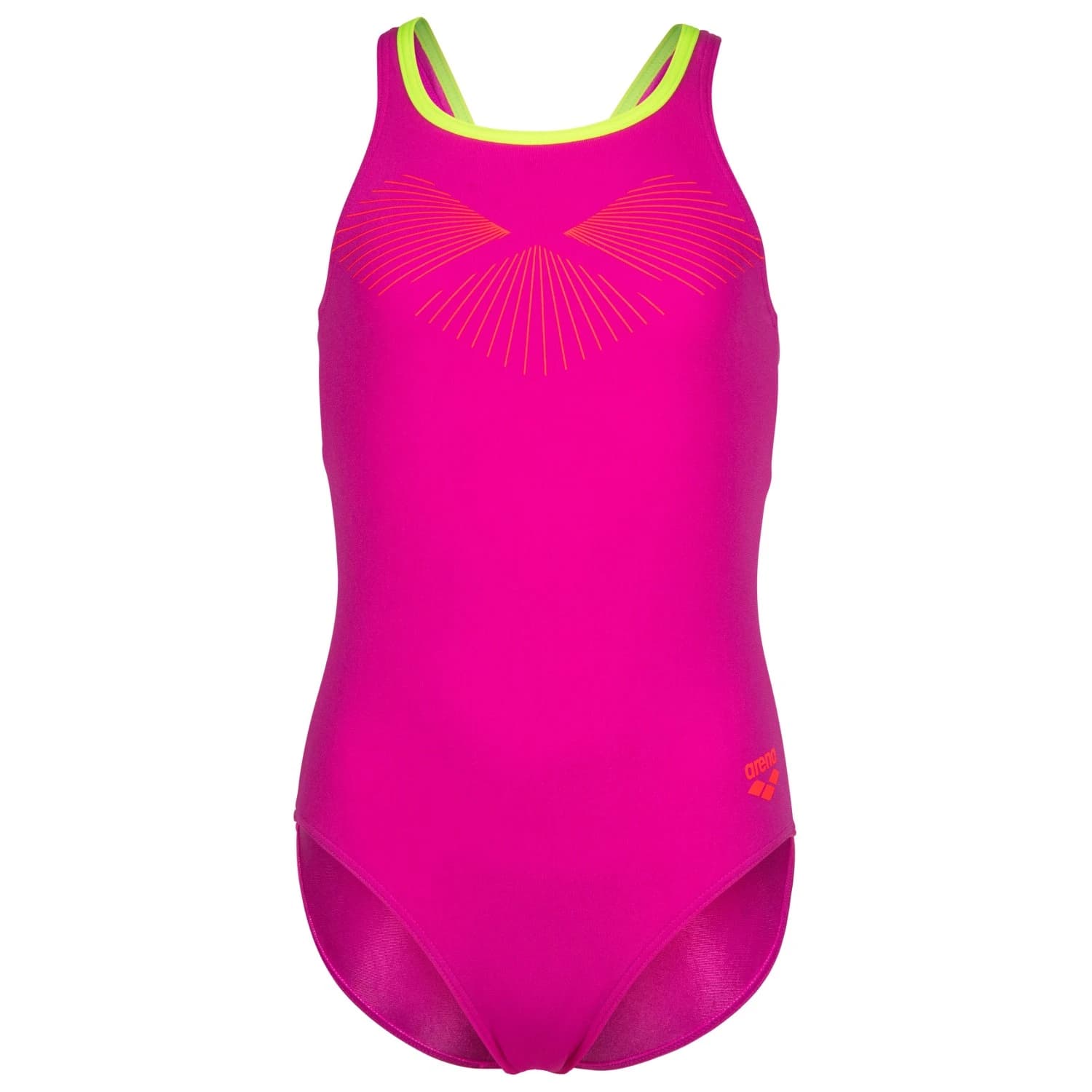 Бански костюм Arena Girl's Bay Swimsuit Swim Pro Back Swimsuit - Very Fuchsia / Artic Lime