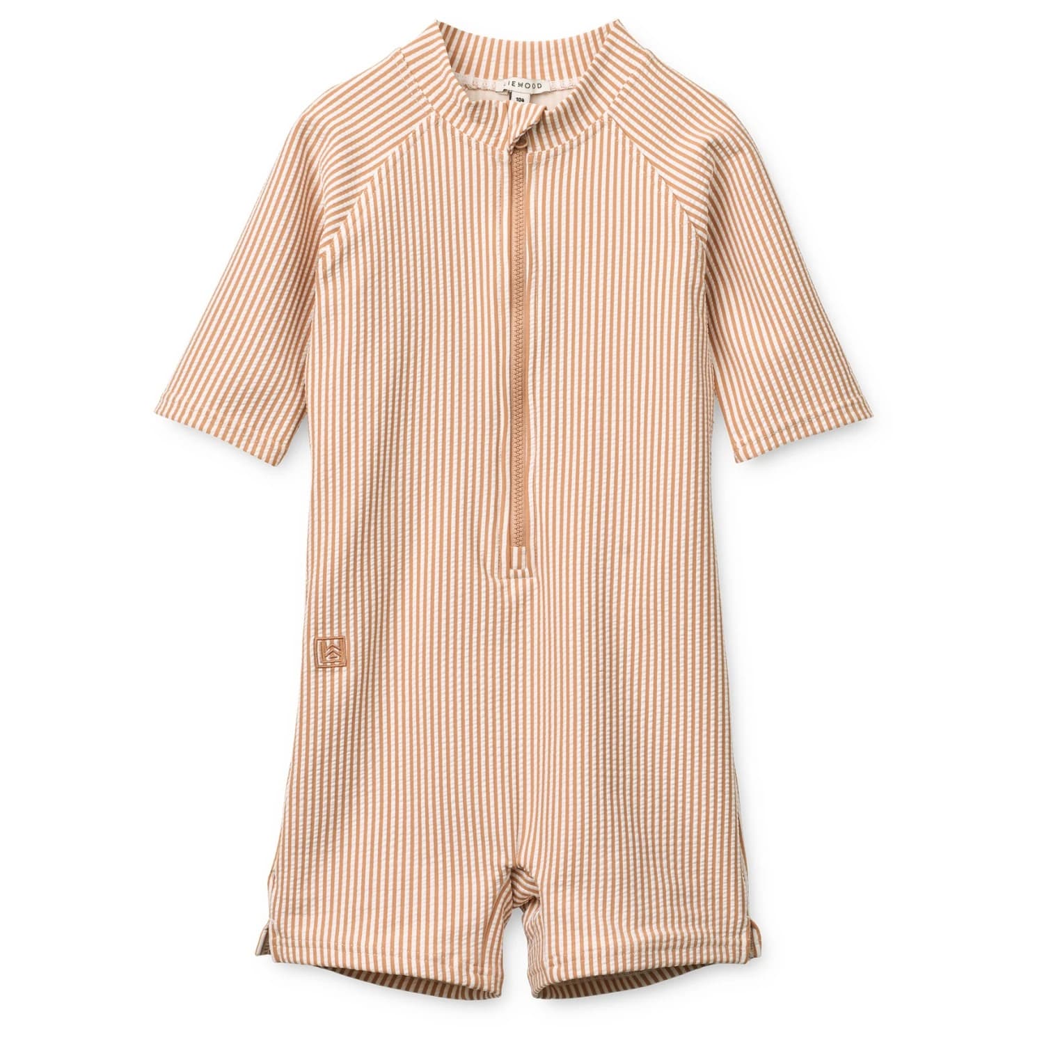 Детски бански костюм LIEWOOD Kid's Max Seersucker Shortsleeve Swim Jumpsuit Swimsuit - Y/D Stripe Pale Tuscany / Creme De La Creme