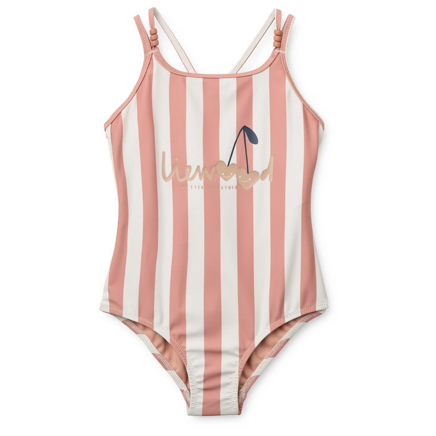 Детски бански костюм LIEWOOD Kid's Suna Stripe Swimsuit - Coral Blush / Creme De La Creme Stripe