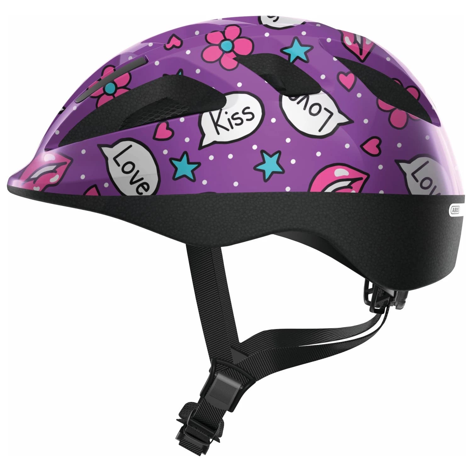Детска каска за планинско колоездене ABUS Kid's Smooty 2.0 Bike helmet - Purple Kisses