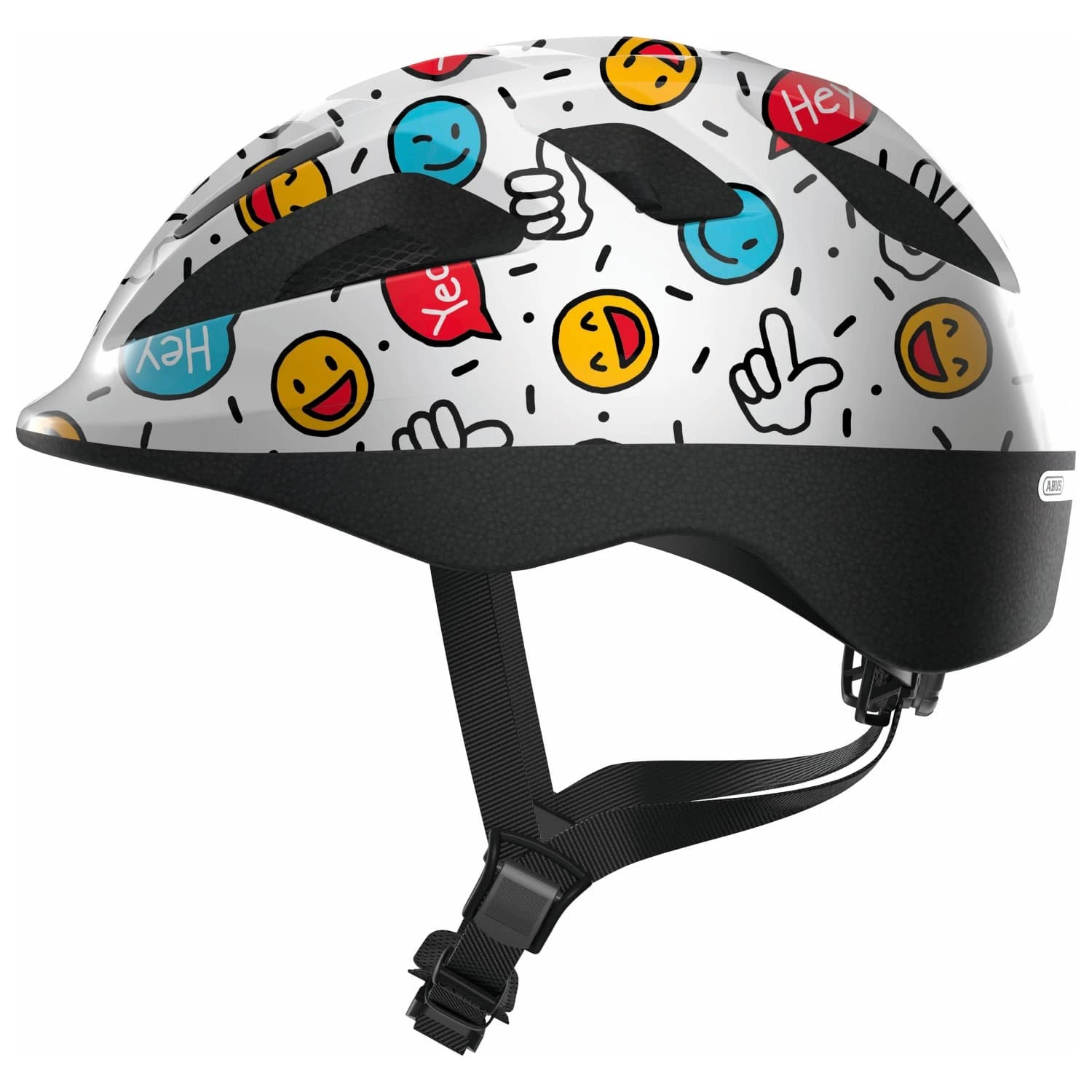 Детска каска за планинско колоездене ABUS Kid's Smooty 2.0 Bike helmet - White Smiley