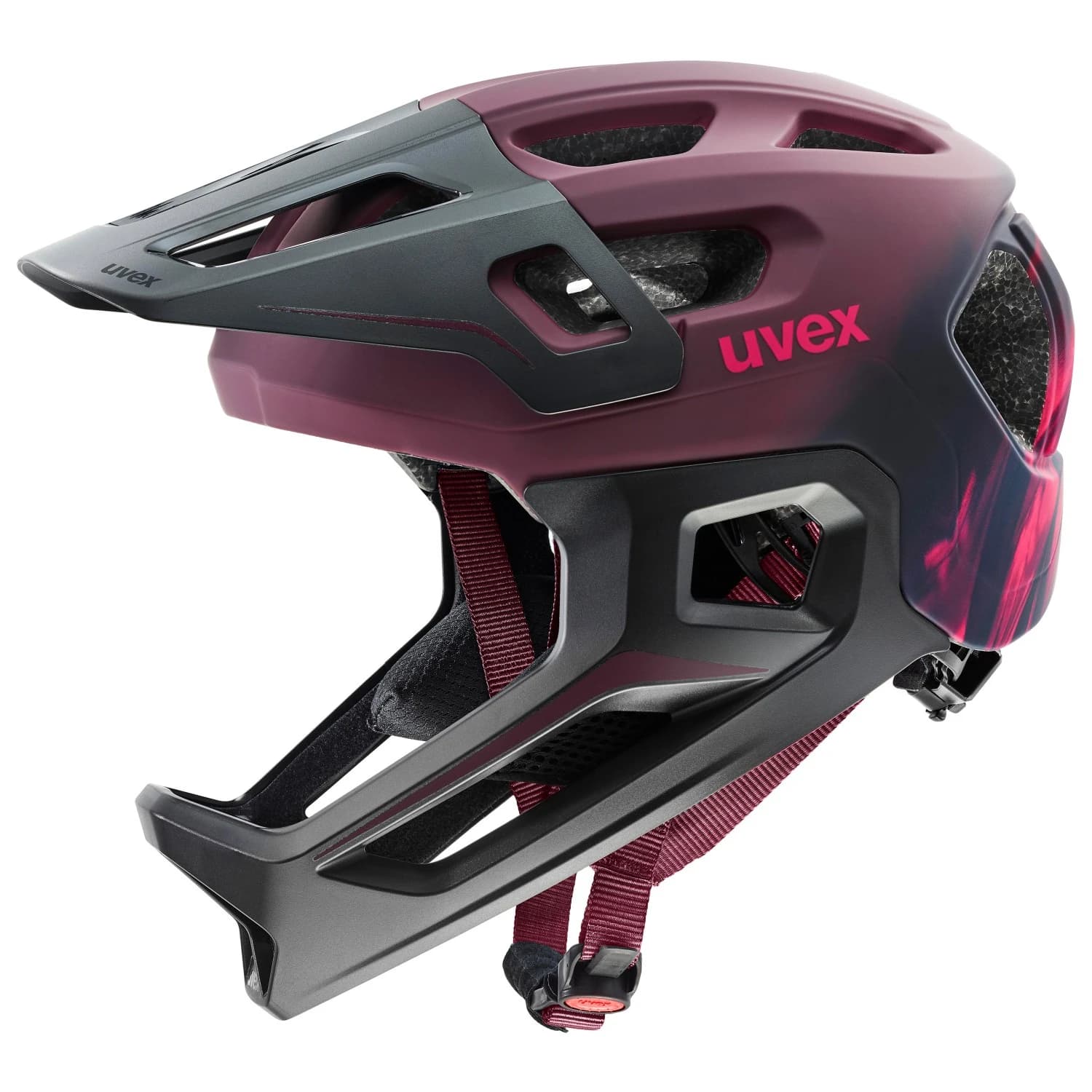Детска full Face каска Uvex Kid's React Jr. Fullface Bike helmet - Cranberry Matt