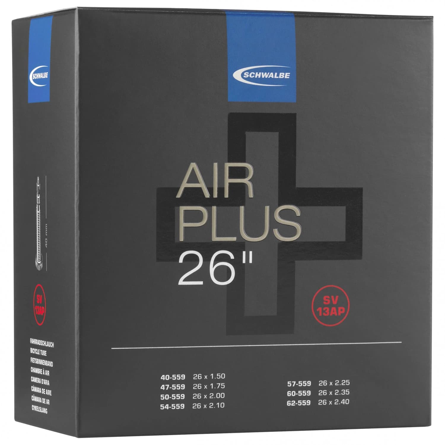 Вътрешна гума Schwalbe 26'' Inner Tube No. 13 AP Air Plus 40/62-559 Inner tube - Black