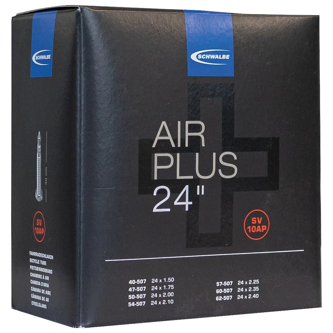 Вътрешна гума Schwalbe 24'' (40/62-507) SV10AP Air Plus Inner tube - Black